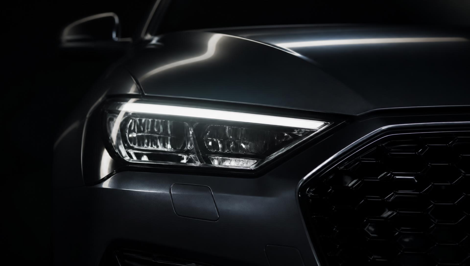 Close detail of a modern car headlight